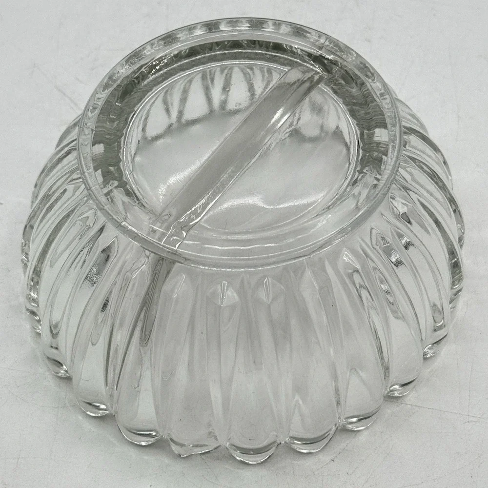 Vintage Fostoria American Clear Glass Divided Sauce Bowl 5